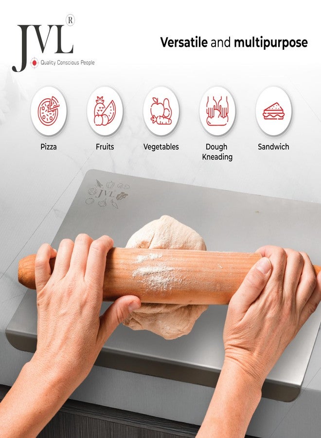 JVL Stainless Steel Countertop Cutting & Chopping Board (42cm*32cm*2cm) Longer & Heavy Duty, Heat-Resistant, Non-Slip, Hygienic for Vegetables, Fruits and Dough - Image 2